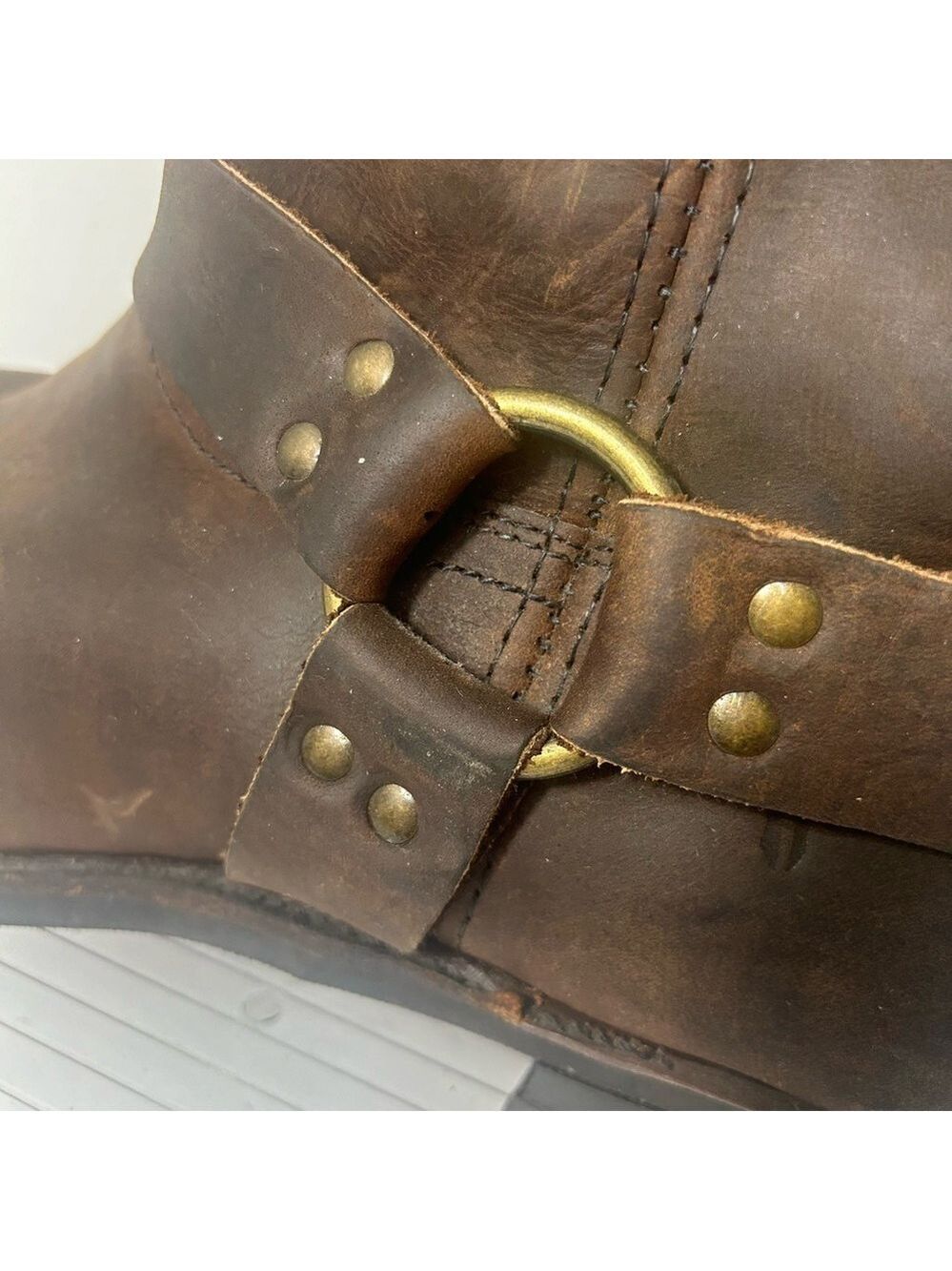 FRYE Gaucho Oiled Brown Conway Leather Harness Moto Biker Western Boot 87350 - Picture 11 of 12